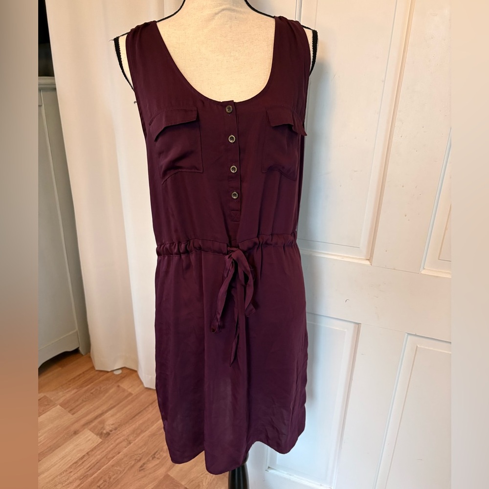 Apt. 9 Plum Sleeveless Button-Front Tie-Waist Dress